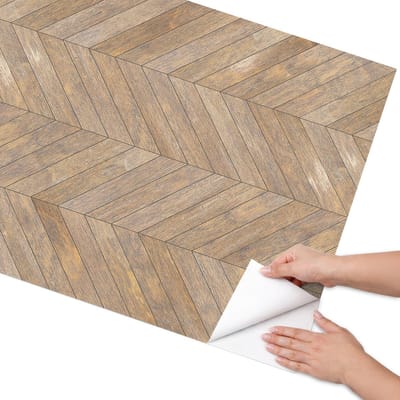 Coloray Meubel Wrap Folie - Bruin Meubelfolie - 75x150 cm - Plakfolie Meubels Visgraathout - Decoratiefolie Zelfklevend - Scandinavisch Meubelfolie - Meubelfolie Zelfklevend - Badkamer decoratie - Texturen
