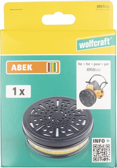 wolfcraft - Halfgelaatsmasker verwisselbaar luchtfilter ABEK - Filter - 4951000