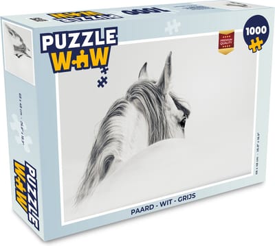 Puzzel Paard - Wit - Grijs - Legpuzzel - Puzzel 1000 stukjes volwassenen