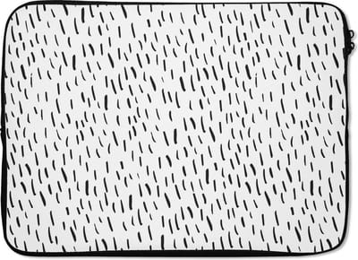 Laptophoes 14 inch - Zomer - Regen - Zwart - Wit - Laptop sleeve - Binnenmaat 33x23 cm - Zwarte achterkant