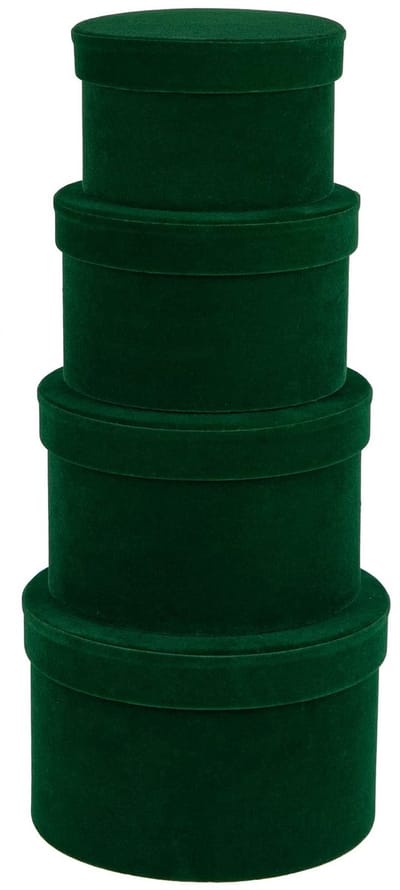 Dailygoods - Oairse Geschenkdozen met deksels, set van 4 fluwelen groene geschenkdoos, verschillende maten, nestdozen voor geschenken, ronde hoedendoos voor bloemen, sieraden, verjaardag, bruidsmeisje, bruiloft