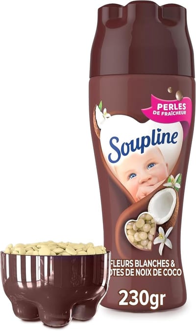 SOUPLINE -Wasverzachters Langdurige witte bloemen en kokos-versheidsboosterparels - 230 g