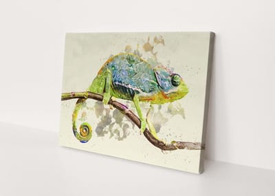 kameleon | Polygon Art | Canvasdoek | Wanddecoratie | 30CM x 20CM | Schilderij | Foto op canvas