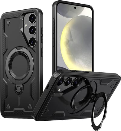Duurzame Shockproof Hoes voor Samsung Galaxy S24 FE met 360° Rotating Ring en Magsafe Compatibiliteit, Bescherming en Functionaliteit in Één