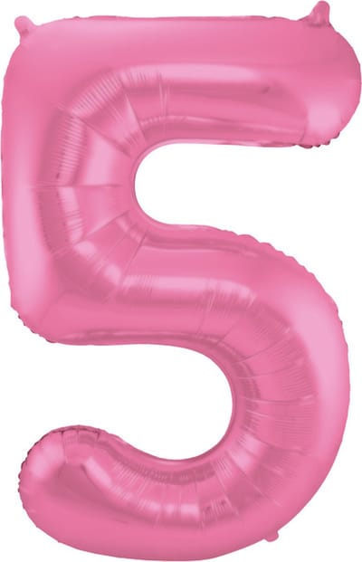 Folat - Folieballon Cijfer 5 Roze Metallic Mat - 86 cm