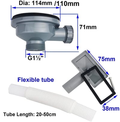 Dailygoods- Afvoerputje 114 mm - Afvoerputje Zeefje - Afvoerfilter - Roestvrij Staal - Eenvoudig te Installeren - Geschikt voor 83-90 mm Sinkgaten