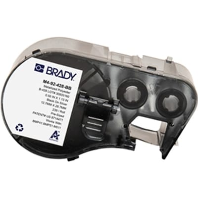 Brady M4-92-428-BB gemetalliseerde polyester labels zwart op lichtgrijs | 12,70 mm x 33,02 mm (origineel)