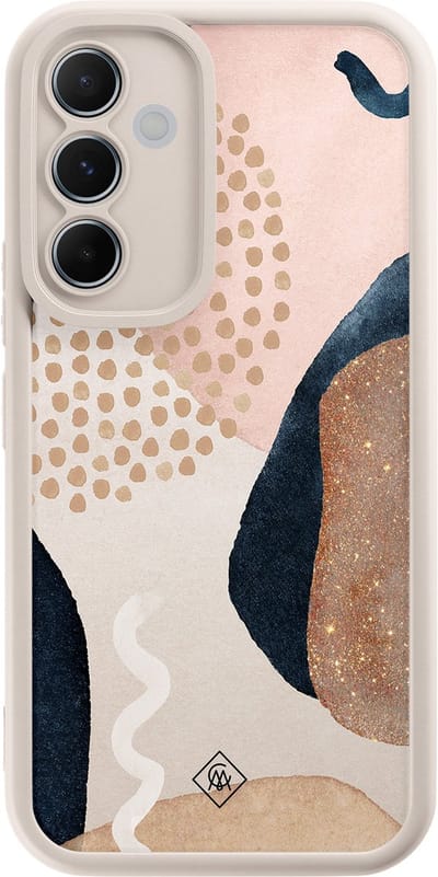 Casimoda® hoesje - Geschikt voor Samsung Galaxy A55 - Abstract Dots - Zwart TPU Backcover - Geometrisch patroon - Bruin/beige