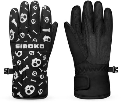 Siroko Skull Handschoenen Zwart 11-12 Years Jongens,Meisjes