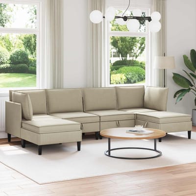 vidaXL Woonkamer Meubelset 6 st Zand Stof