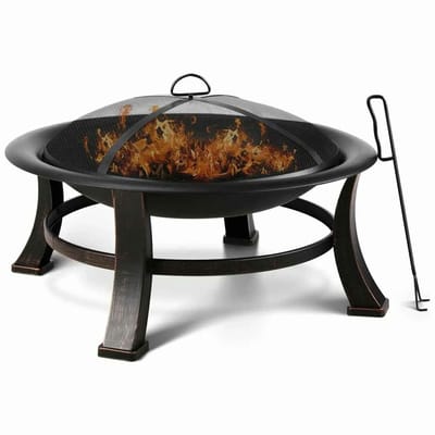 Casa Living Vuurkorf met Barbecue - Vuurkorf met Grill - Buitenhaard - Voor Tuin en Terras - Inclusief Vonkenscherm - Zwart - 76CM