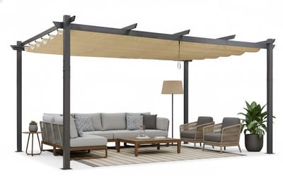 PURPLE LEAF Pergola – Stevig Aluminium Frame – Verstelbaar Zonnedak – UV-bestendig Doek – Roestvrij en Weerbestendig