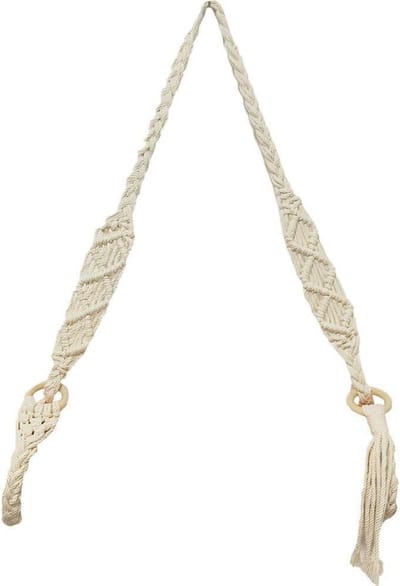 Yogamat Draagriem - Macramé Riem - Fitness Transport - Verstelbare Schouderriem - 185 cm - Wit