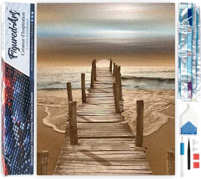 Figured'Art Diamond Painting set Volwassenen 40x50 cm Weg naar de zee - 5D DIY Art full drill vierkante diamant - Opgerold canvas