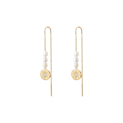 Valero Pearls damesoorhanger roestvrijstalen zoetwaterparel One Size Goud 32018603