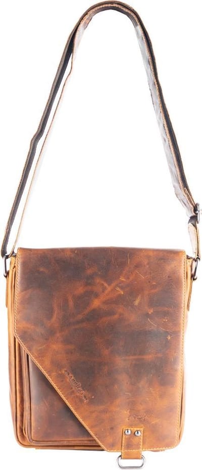 Bruine Schoudertas Gewaxet Leer Met Een Overslag Klep En Twee Magneetsluitingen – Crossbody Bag Bruin Leer