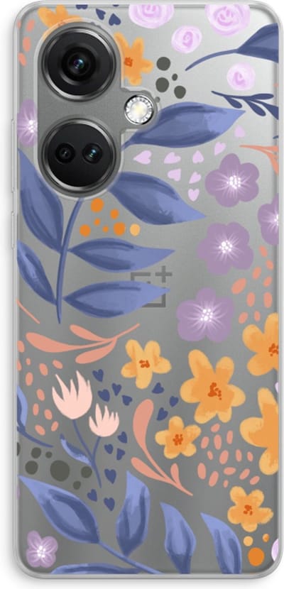 Case Company® - Hoesje geschikt voor OnePlus Nord CE 3 hoesje - Flowers with blue leaves - Soft Cover Telefoonhoesje - Bescherming aan alle Kanten en Schermrand