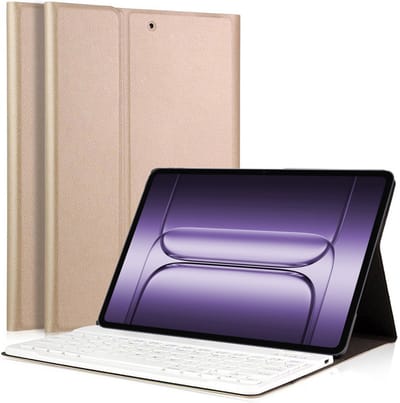 Hoes met toetsenbord geschikt voor OnePlus Pad 3 (13.2 inch) - Keyboard Book Case Cover Hoesje Goud