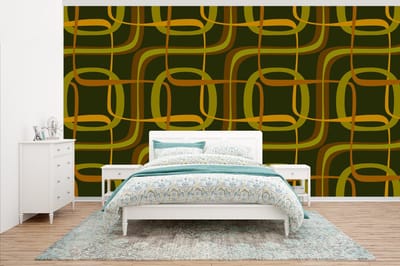 Behang - Fotobehang Jaren 70 - Retro - Groen - Breedte 500 cm x hoogte 280 cm