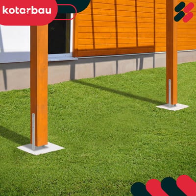 KOTARBAU® H Instortanker - Paalhouder in Beton Storten 120 x 600 mm 2 Stuks - Betonanker voor Houten Palen - Paaldrager Beton - Kolomvoet Beton - Thermisch Verzinkte Paalhouder
