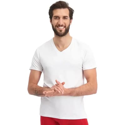Comfortabel & Zijdezacht Bamboo Basics T-Shirts Velo V-hals (2-pack) - Wit - XXXL