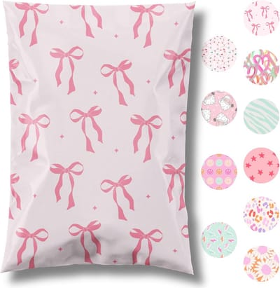 Verzendzakken - Poly mailers - Kleine bedrijven - Opvallend ontwerp - 10x13 inch 100 stuks - Roze strikken