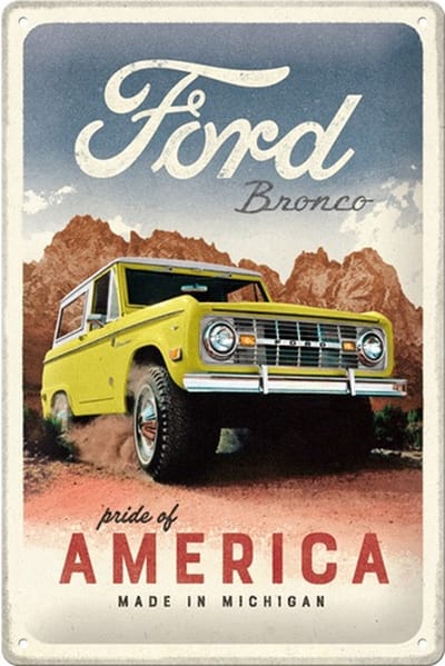 Metalen wandbord 20x30 cm Ford - Bronco Pride of America