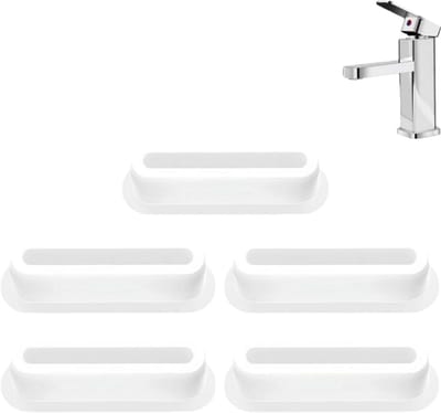 5-delige set - Overloopdop - Zijgat voor gootsteen/wastafel - Ovale stop voor overloopgat - Afdichtdop - Lange overloopstop - Wit