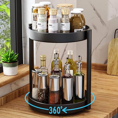 JGS ® Draaibaar Organizersysteem voor Keuken en Badkamer met Twee Lagen en 360 Graden Rotatie