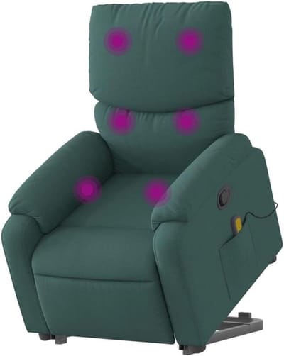 Sta-op Massagestoel - Fauteuil met opstahulp - Comfortabel ontspannen - Elektrische heffunctie - 75 x 99 x 99 cm - Donkergroen