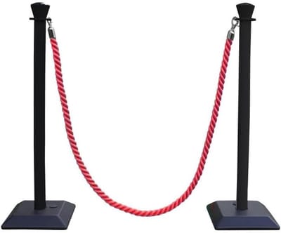 Opzetpalen met touw - Afzetpaaltjes Paaltjes met koord - Toegang afbakenen - Verzwaarde betonbasis - 2 meter touw - Zwart