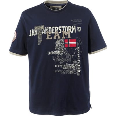 Jan Vanderstorm herren T-Shirt - 52/54 - donkerblauw - Plus Size