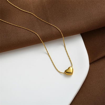 Accessoires Collier Amour Chaîne de Clavicule Polyvalente pour Femmes Mode Collier avec Pendentif Cœur Pêche or