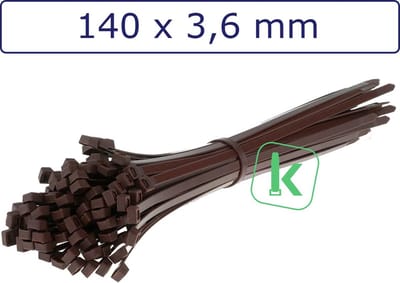 PRO-TIE® - Tyraps, kabelbinders 140 x 3,6 mm Bruin (Zak 100 stuks) (tiewrap/tyrap/tie-wrap/bundelbandje/colsonbandje/)