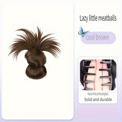 Élégant Chignon Élégance pour Femmes avec Accent Plume - Perruque Synthétique Résistante à la Chaleur, Parfait pour le Quotidien & les Fêtes, Chignon Bas Élégant 20.32cm black