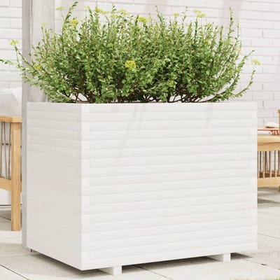 vidaXL - Plantenbak - 90x60x72,5 - cm - massief - grenenhout - wit