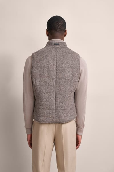 Bugatti Herren Waistcoat met ton-sur-ton visgraatmotief