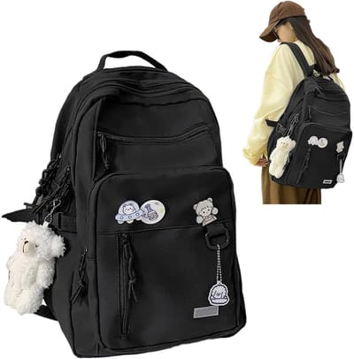 Wishdor Schattige en Functionele Oxford Schoolrugzak met Badges – Ideaal voor Meisjes van 6+, Perfect voor School en Dagelijks Gebruik