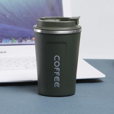 304 Roestvrij Staal Thermosbeker Outdoor Vrije Tijd Waterbeker Eenvoudige Theekop Auto Kantoor Koffiekop 500ml groen