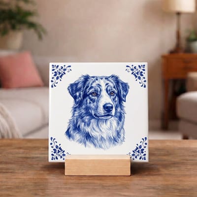 Delftsblauw Tegeltje 11x11 Border Collie – Cadeau voor Hondenliefhebber of Baasje