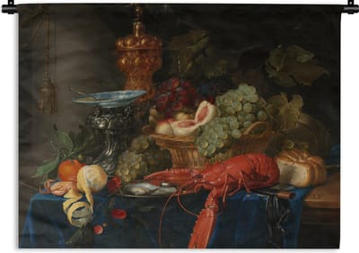 Wandkleed - Wanddoek - Stilleven met een gouden bokaal - Schilderij - Oude meesters - 120x90 cm - Wandtapijt