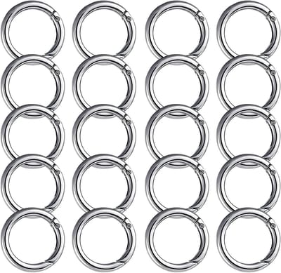 Dailygoods- Karabijnring 27 mm - Sleutelhanger Ringen - Ronde Karabijnhaken - Zinklegering - 20 Stuks - Sterk en Duurzaam