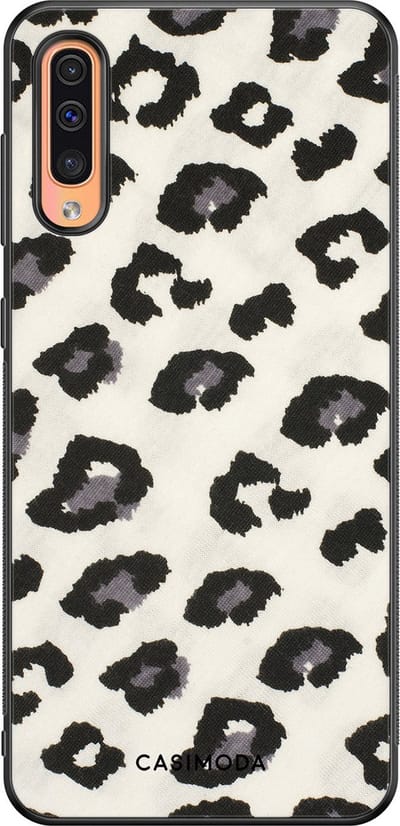 Casimoda® hoesje - Geschikt voor Samsung Galaxy A50 - Sweet Leo - Zwart TPU Backcover - Luipaardprint - Bruin/beige