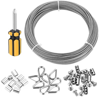 Draad van RVS 2mm, 7x7 Spanning Draad met Bescherming, Ideaal voor Tuin, Kledinglijn en Klimplanten (1, 20M)