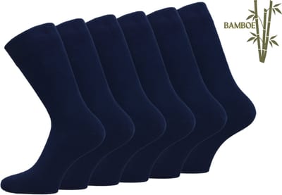 6 paar SQOTTON® Bamboe sokken - Naadloos - Heren & Dames - Marineblauw - Maat 39-42