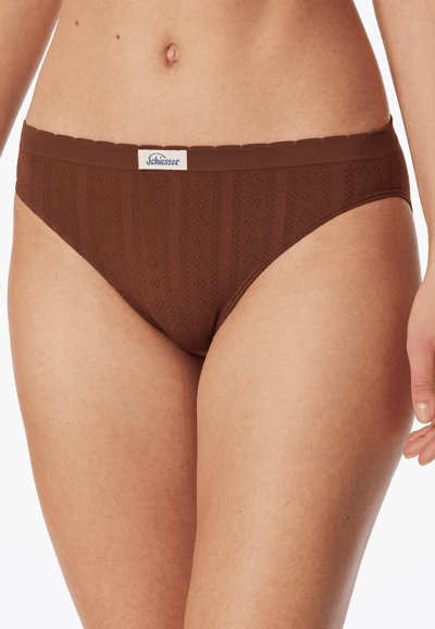 Retro-slip Ajourée, naadloos, donkerbruin - Revival Alma 36