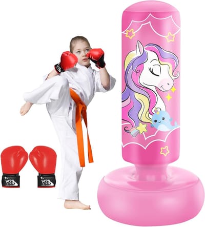 Inflatable Punching Bag 168 cm voor Kinderen met Handschoenen - Ideaal voor Karate, Taekwondo en MMA Training