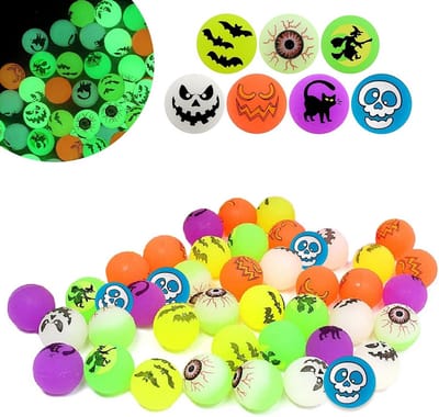 24 Stuks Oplichtende Bouncy Ballen - Neon Flummi voor Kinderen en Halloween
