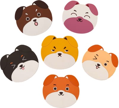 Fako Bijoux® - Honden Onderzetters - Onderzetters Voor Glazen - Honden Accessoires - Honden Decoraties - Set Van Zes Onderzetters - Hittebestendig - Antislip - Hondenliefhebber