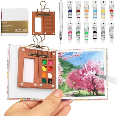 Dailygoods- Aquarel Reisset 10 Stuks - Draagbare Verfbak - Nano Mengpalet - Compact 6x6 cm - Lichtgewicht Voor Onderweg - Ideaal Voor Volwassenen - Verfset